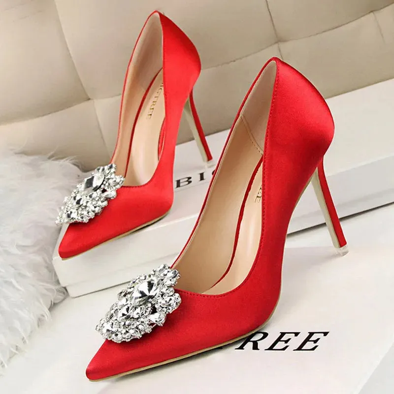 Shoes Rhinestone Women Pumps Stiletto High Heels