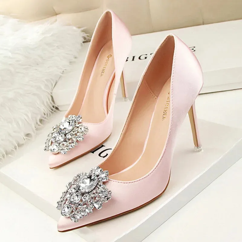 Shoes Rhinestone Women Pumps Stiletto High Heels
