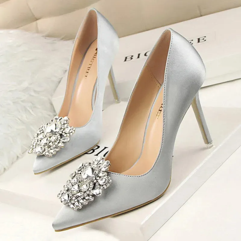 Shoes Rhinestone Women Pumps Stiletto High Heels