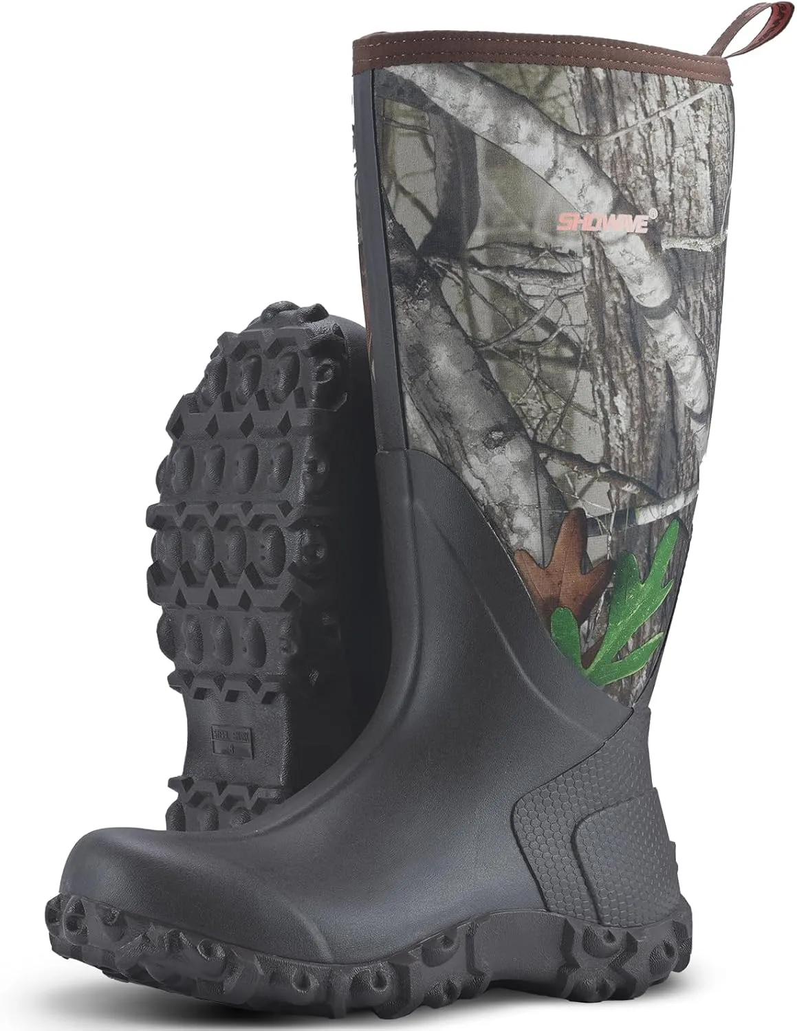 Showave Rain Boots for Men Waterproof Insulated Rubber Neoprene Boots Heavy-duty Mud Boot for Farming Raining Fishing Gardening Yard Work