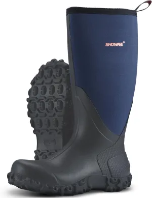 Showave Rain Boots for Men Waterproof Insulated Rubber Neoprene Boots Heavy-duty Mud Boot for Farming Raining Fishing Gardening Yard Work
