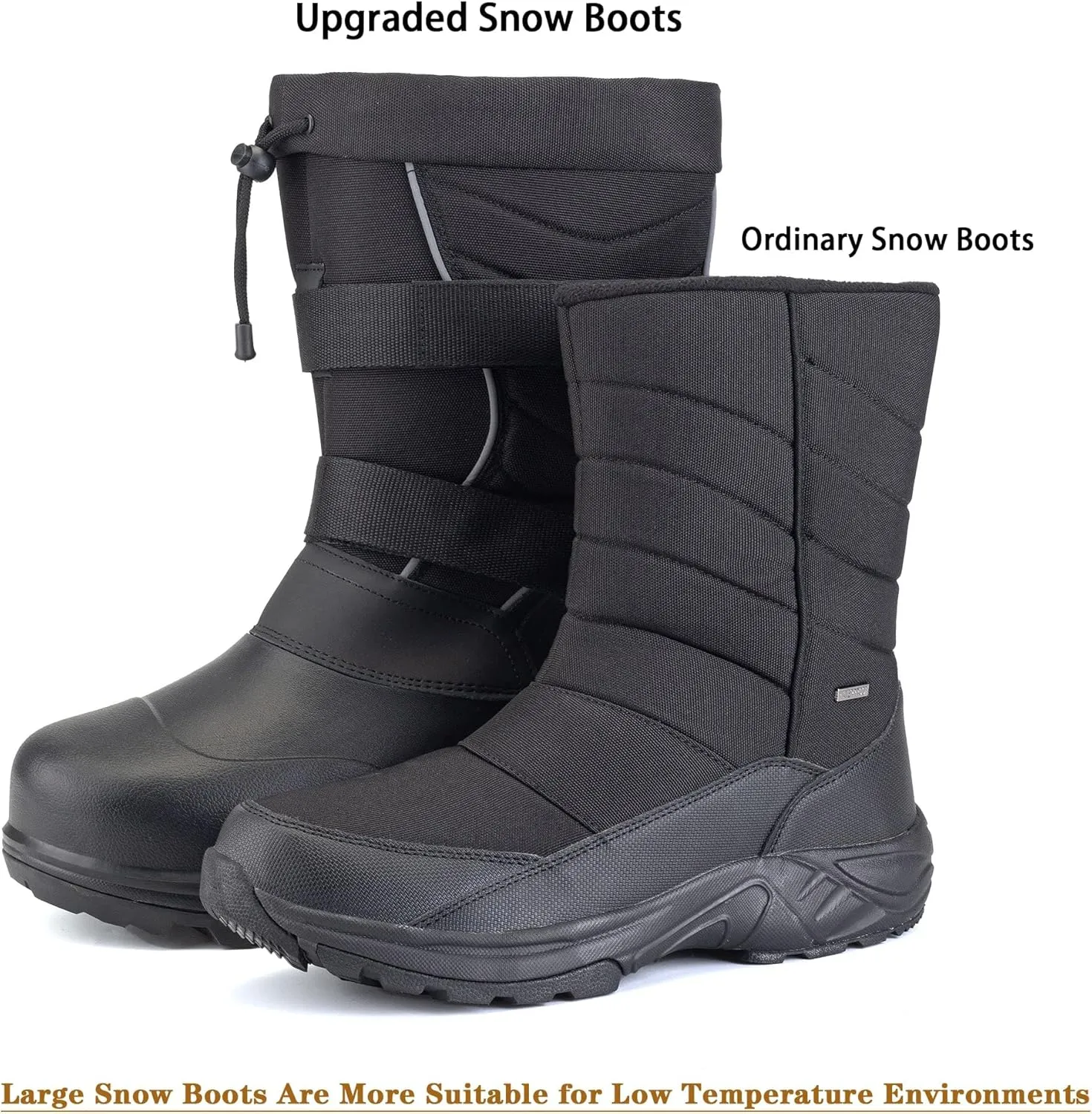 SILENTCARE Men's Insulated Waterproof Winter Warm Heavy Duty Snow Boots - Ultimate Comfort in Cold-Weatherr (Weight 3 Pounds)