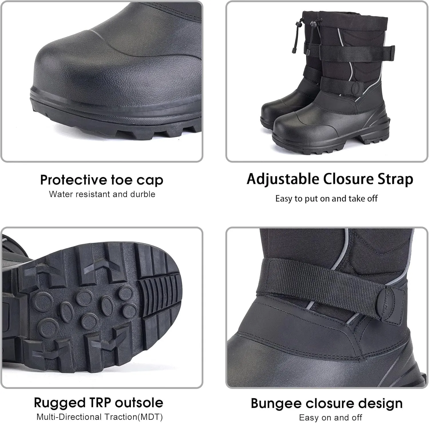 SILENTCARE Men's Insulated Waterproof Winter Warm Heavy Duty Snow Boots - Ultimate Comfort in Cold-Weatherr (Weight 3 Pounds)