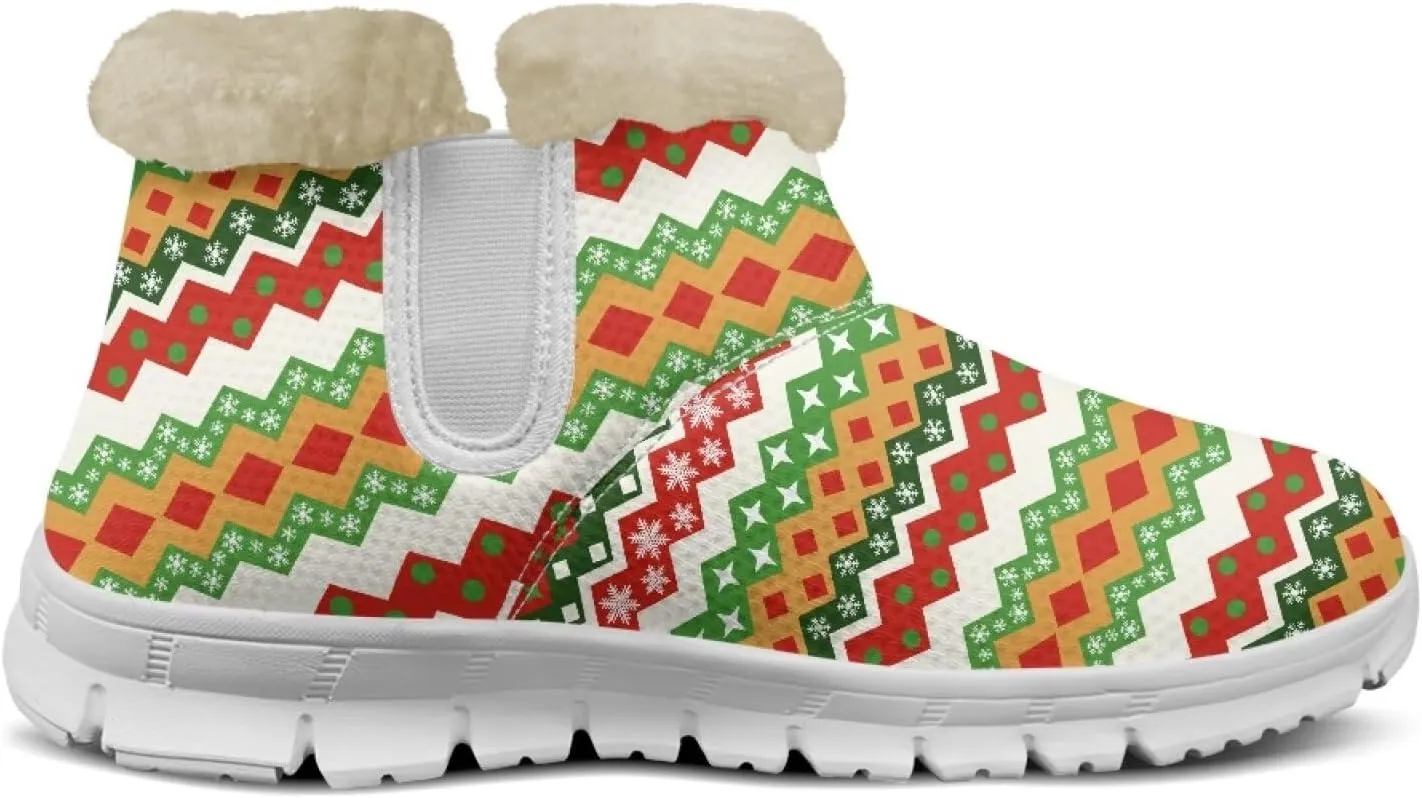 Snow Boots for Womens Non-Slip Comfortable Booties Waterproof Fleece Ankle Boots Mid Boot Flat Heel Fashion Bootie