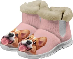 Snow Boots for Womens Non-Slip Comfortable Booties Waterproof Fleece Ankle Boots Mid Boot Flat Heel Fashion Bootie