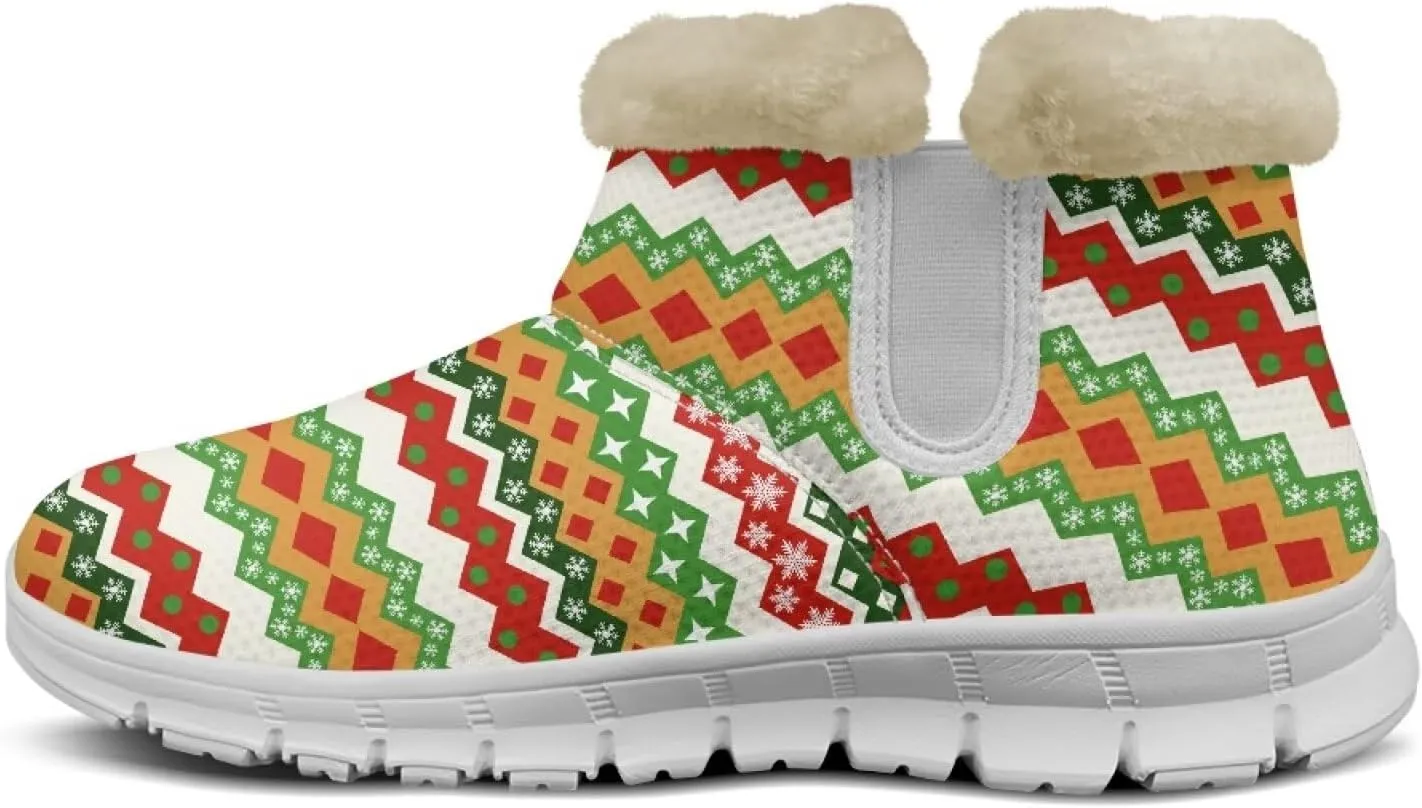 Snow Boots for Womens Non-Slip Comfortable Booties Waterproof Fleece Ankle Boots Mid Boot Flat Heel Fashion Bootie