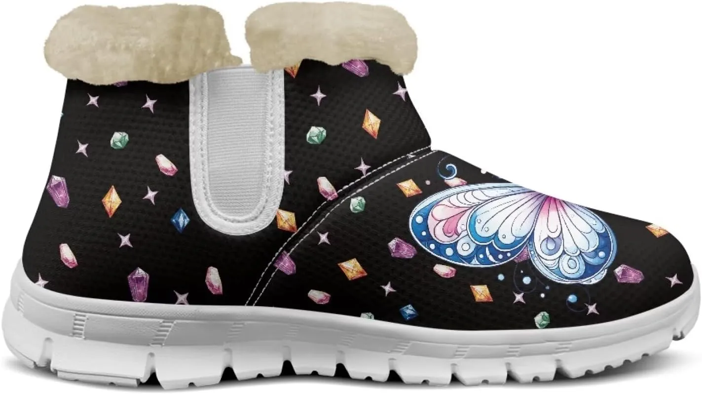 Snow Boots for Womens Non-Slip Comfortable Booties Waterproof Fleece Ankle Boots Mid Boot Flat Heel Fashion Bootie