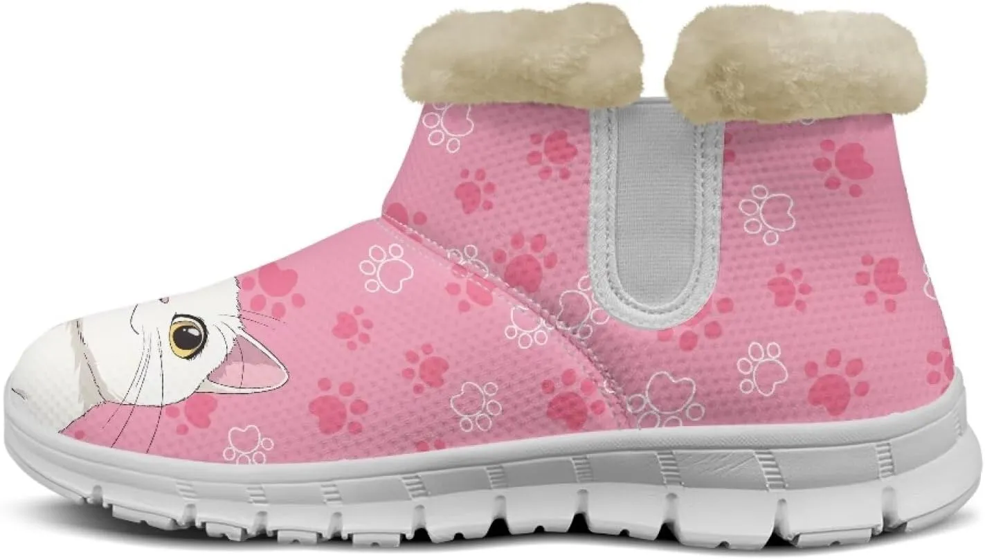 Snow Boots for Womens Non-Slip Comfortable Booties Waterproof Fleece Ankle Boots Mid Boot Flat Heel Fashion Bootie