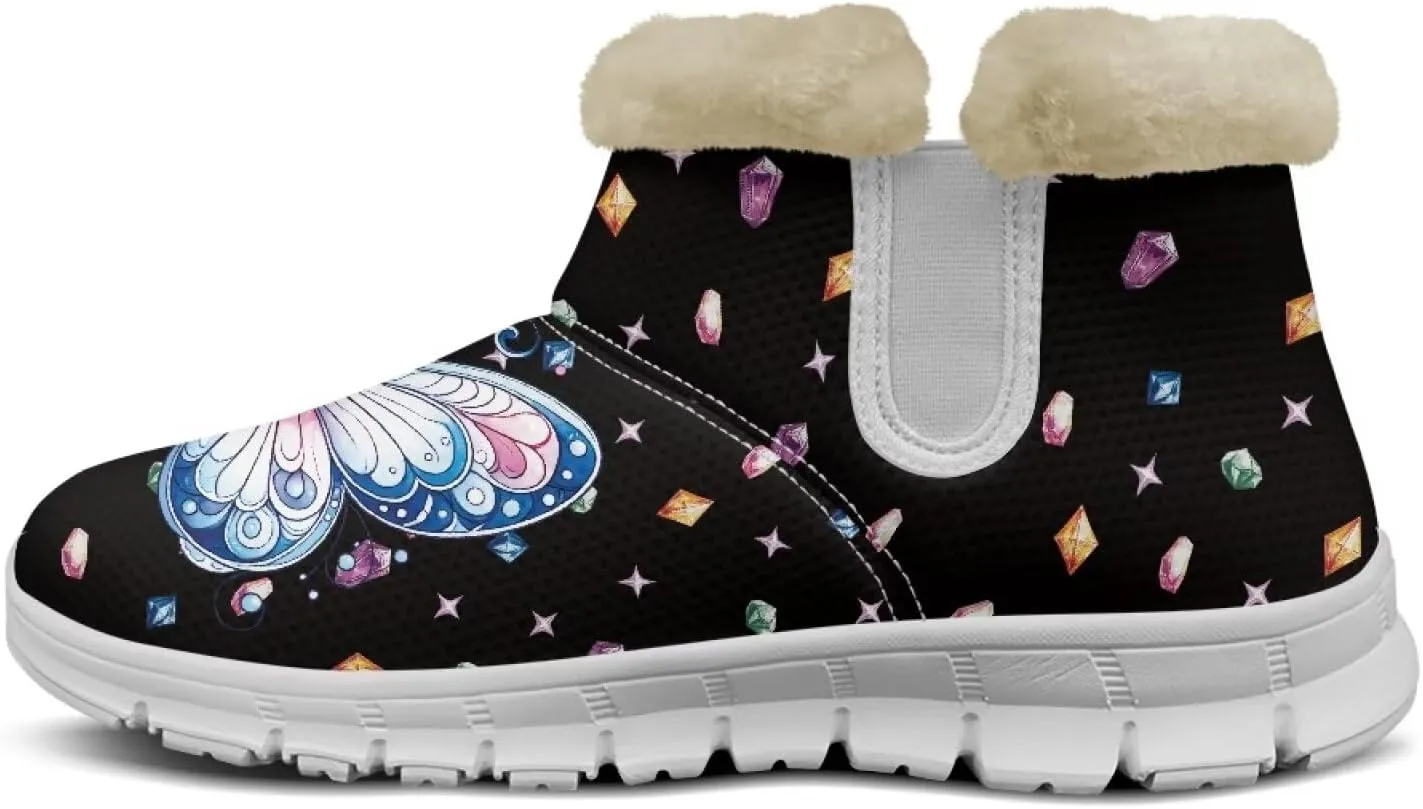 Snow Boots for Womens Non-Slip Comfortable Booties Waterproof Fleece Ankle Boots Mid Boot Flat Heel Fashion Bootie