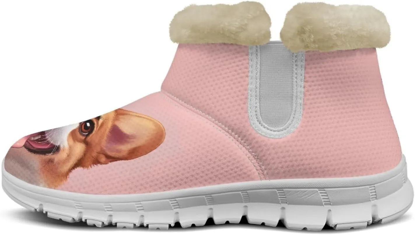 Snow Boots for Womens Non-Slip Comfortable Booties Waterproof Fleece Ankle Boots Mid Boot Flat Heel Fashion Bootie