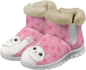 Snow Boots for Womens Non-Slip Comfortable Booties Waterproof Fleece Ankle Boots Mid Boot Flat Heel Fashion Bootie
