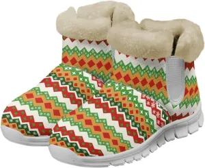 Snow Boots for Womens Non-Slip Comfortable Booties Waterproof Fleece Ankle Boots Mid Boot Flat Heel Fashion Bootie
