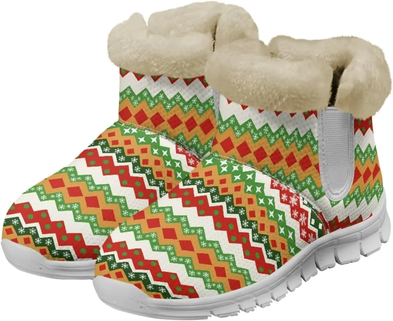 Snow Boots for Womens Non-Slip Comfortable Booties Waterproof Fleece Ankle Boots Mid Boot Flat Heel Fashion Bootie