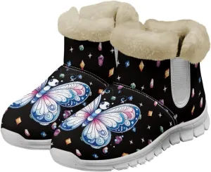 Snow Boots for Womens Non-Slip Comfortable Booties Waterproof Fleece Ankle Boots Mid Boot Flat Heel Fashion Bootie