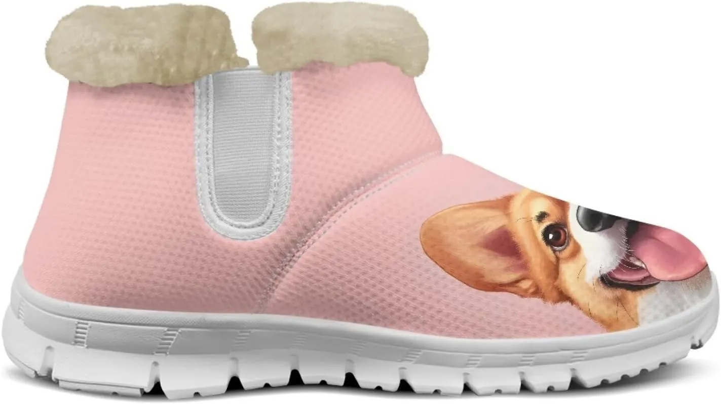 Snow Boots for Womens Non-Slip Comfortable Booties Waterproof Fleece Ankle Boots Mid Boot Flat Heel Fashion Bootie