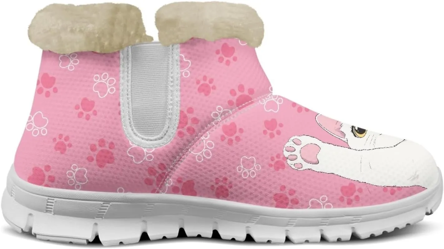 Snow Boots for Womens Non-Slip Comfortable Booties Waterproof Fleece Ankle Boots Mid Boot Flat Heel Fashion Bootie