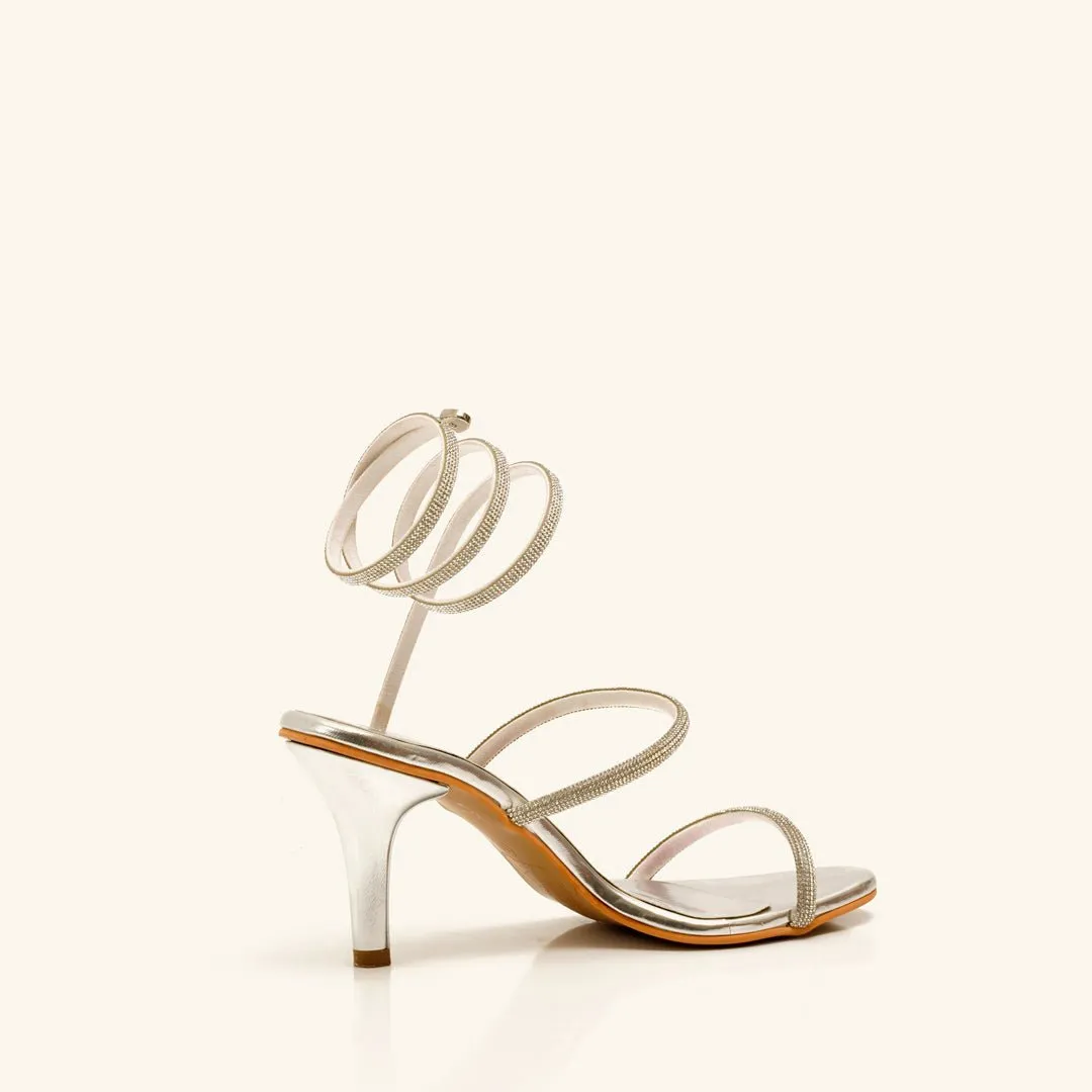 Spiral Stiletto Heels - Silver