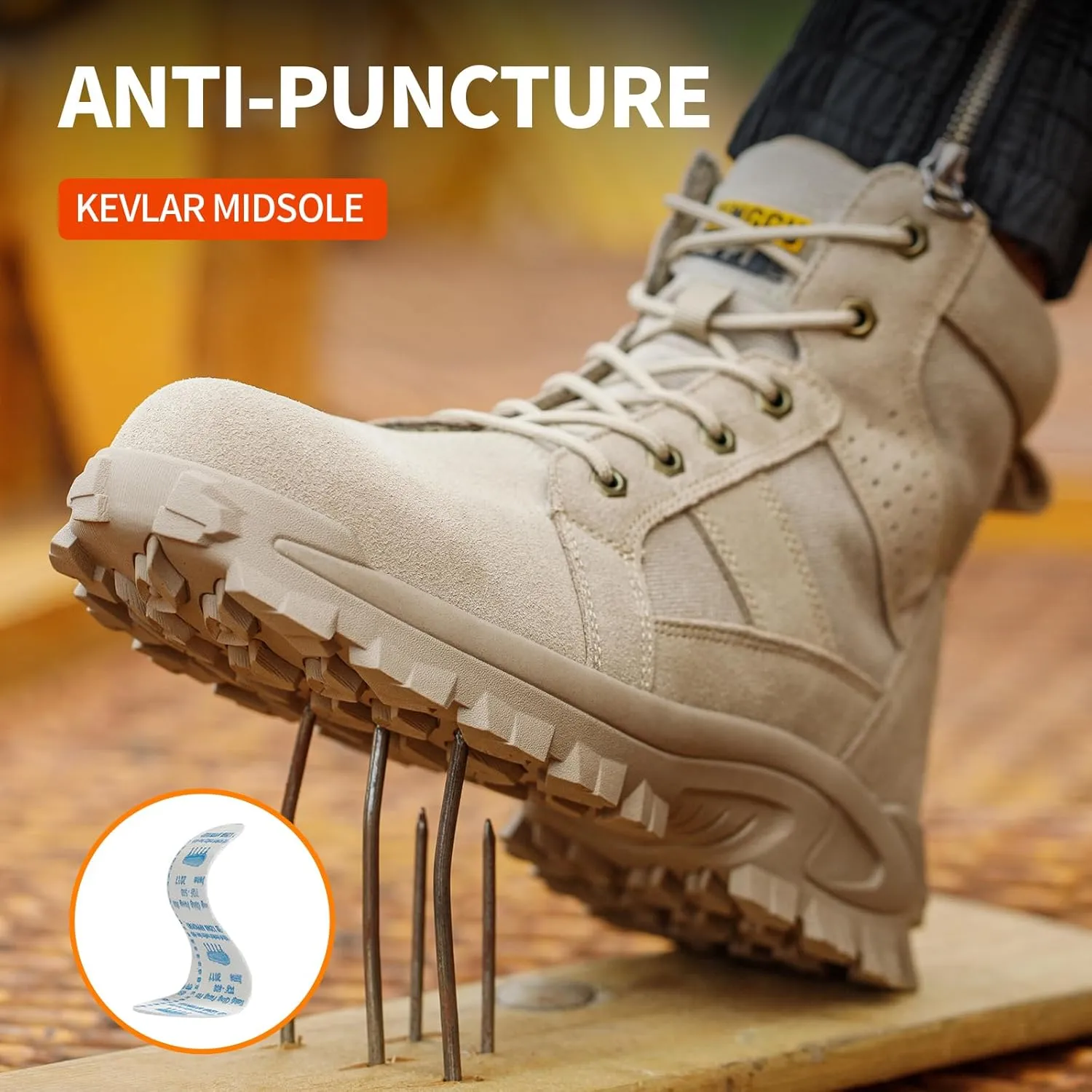 Steel Toe Boots for Men, Non Slip Indestructible Work Shoes for Men,Breathable High Top Work Boots for Men, Construction Steel Toe Shoes, Safety Toe Boots for Men.