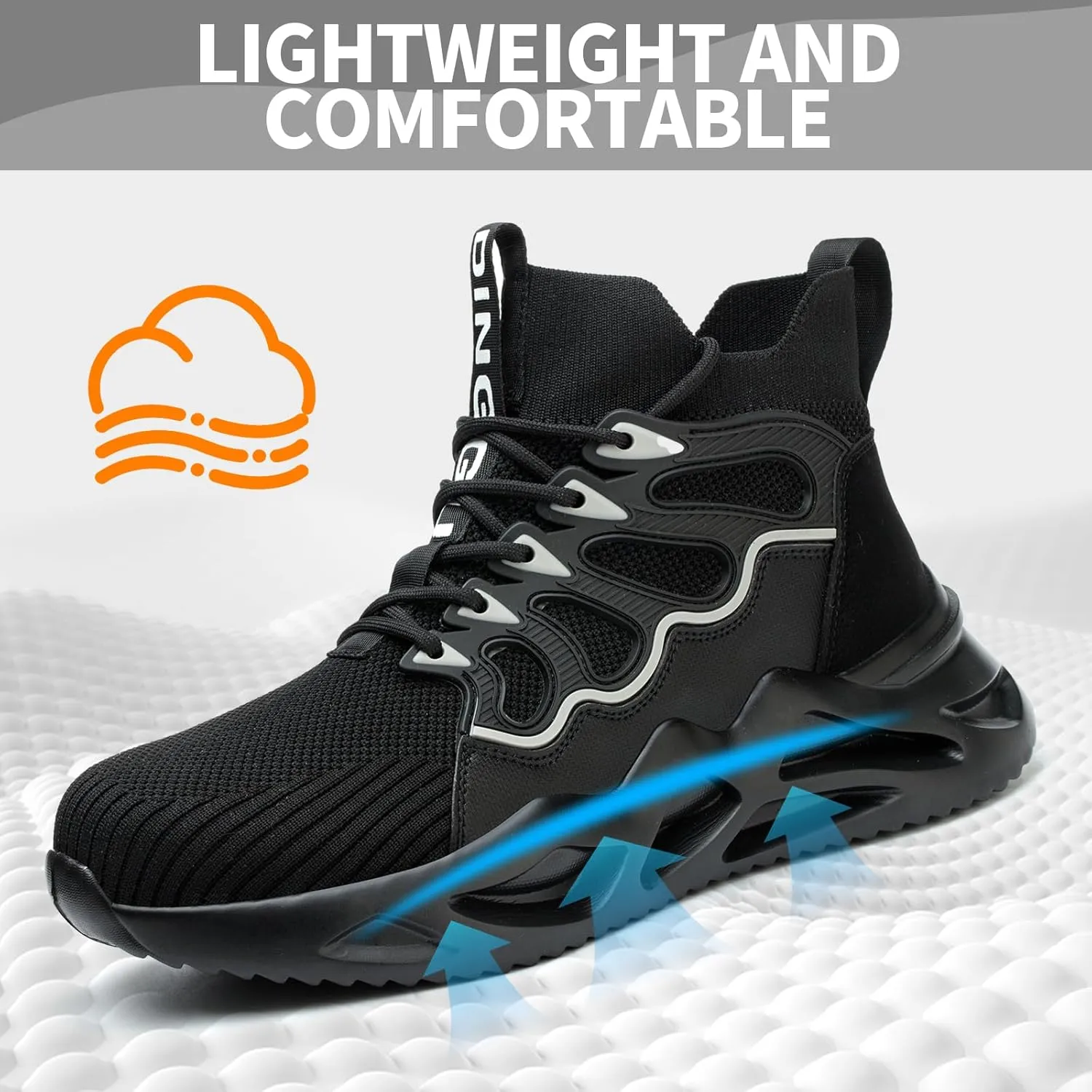 Steel Toe Shoes for Men, Puncture Proof Work Shoes for Men Women, High Top Indestructible Safety Shoes, Lightweight Steel Toe Sneaker for Men.