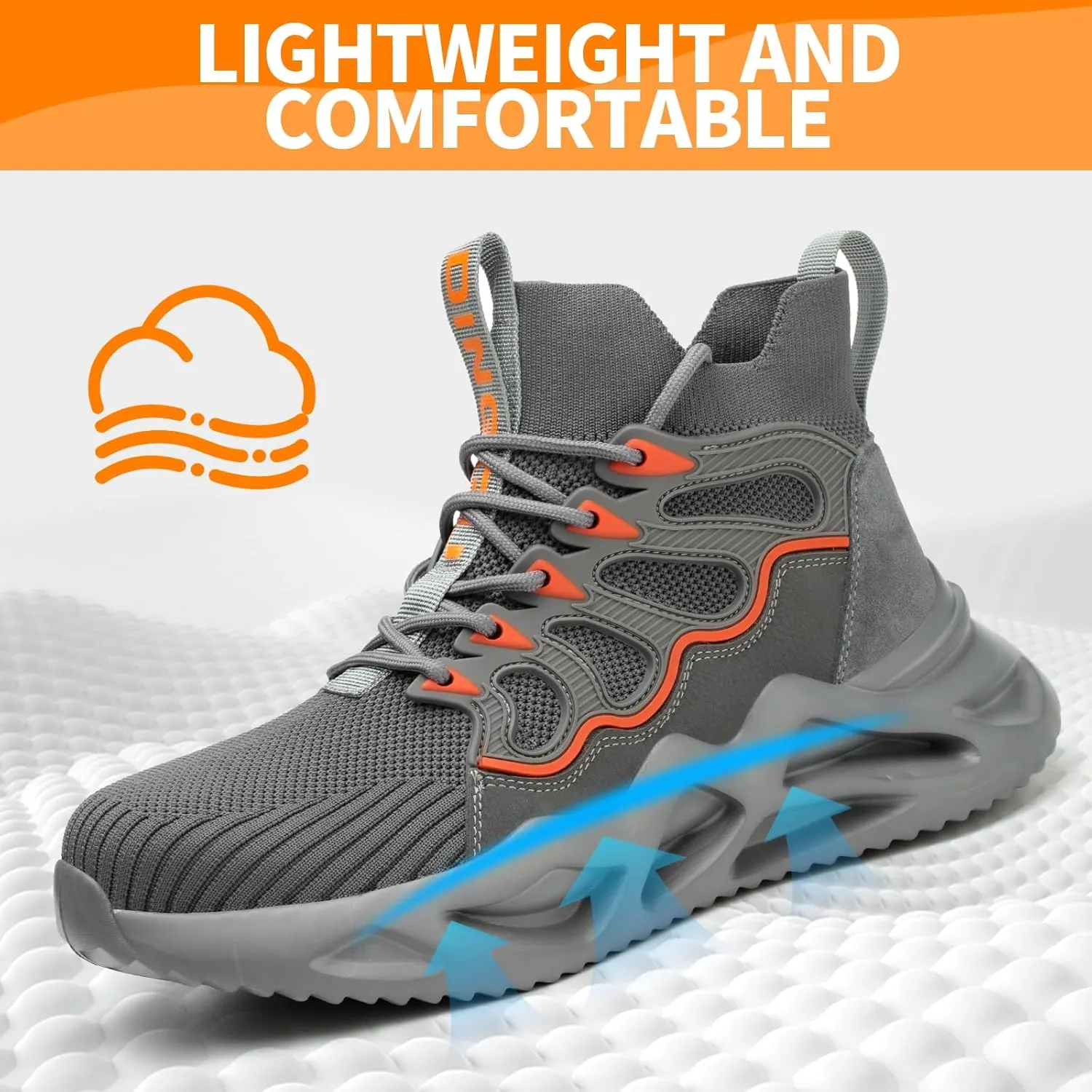 Steel Toe Shoes for Men, Puncture Proof Work Shoes for Men Women, High Top Indestructible Safety Shoes, Lightweight Steel Toe Sneaker for Men.