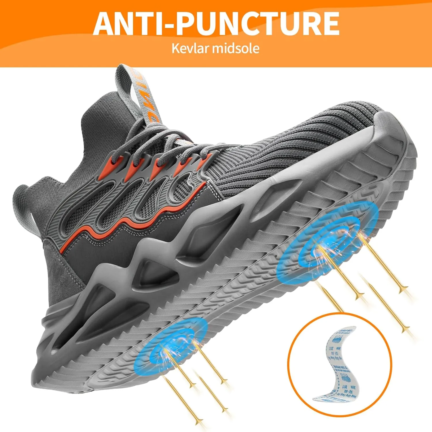 Steel Toe Shoes for Men, Puncture Proof Work Shoes for Men Women, High Top Indestructible Safety Shoes, Lightweight Steel Toe Sneaker for Men.