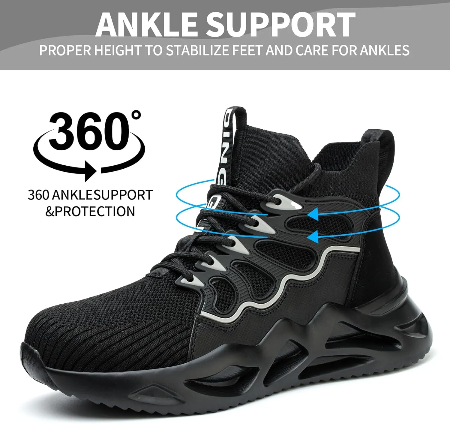 Steel Toe Shoes for Men, Puncture Proof Work Shoes for Men Women, High Top Indestructible Safety Shoes, Lightweight Steel Toe Sneaker for Men.