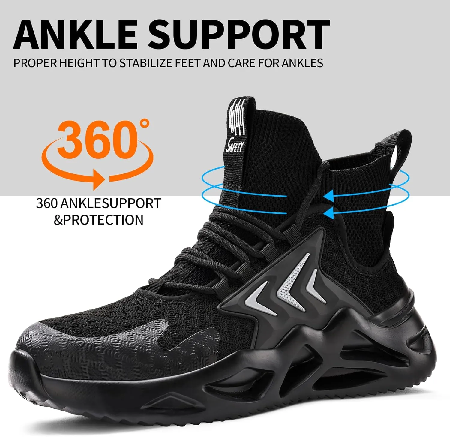 Steel Toe Shoes for Men, Puncture Proof Work Shoes for Men Women, High Top Indestructible Safety Shoes, Lightweight Steel Toe Sneaker for Men.