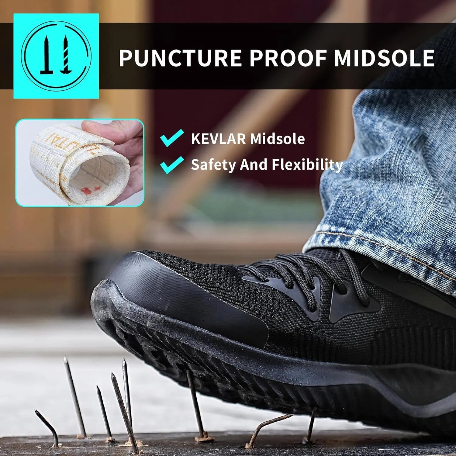 Steel Toe Shoes for Men Women Lightweight Breathable Comfortable Safety Work Sneakers Slip Resistant Puncture Proof Black