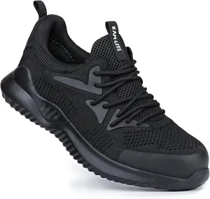 Steel Toe Shoes for Men Women Lightweight Breathable Comfortable Safety Work Sneakers Slip Resistant Puncture Proof Black