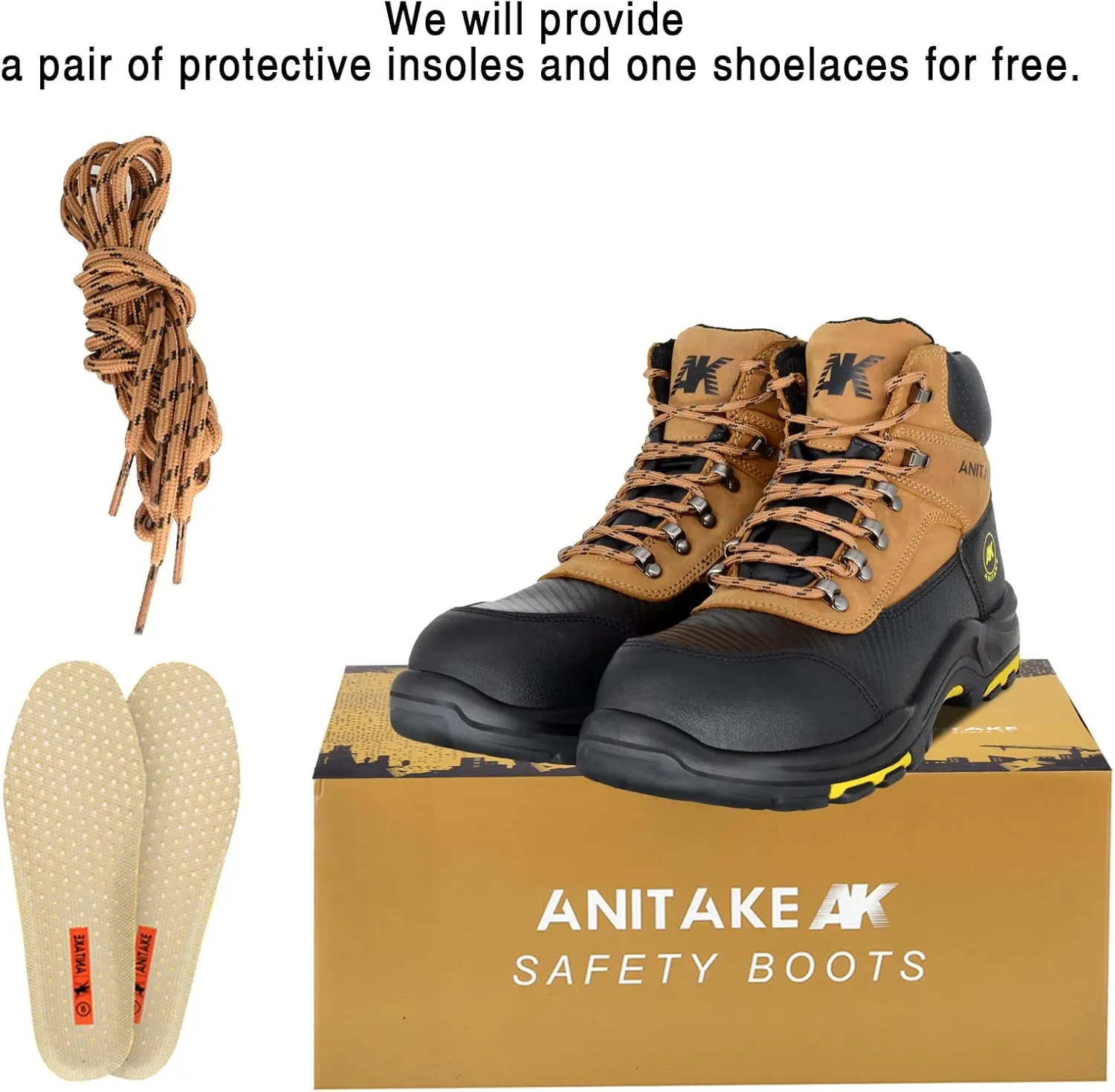 Steel Toe Work Boots for Men, Non-Slip Heavy Duty Leather EH Safety Construction Boots, Puncture Resistant, Breathable & Comfortable