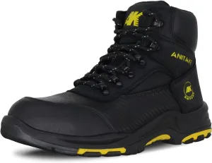 Steel Toe Work Boots for Men, Non-Slip Heavy Duty Leather EH Safety Construction Boots, Puncture Resistant, Breathable & Comfortable