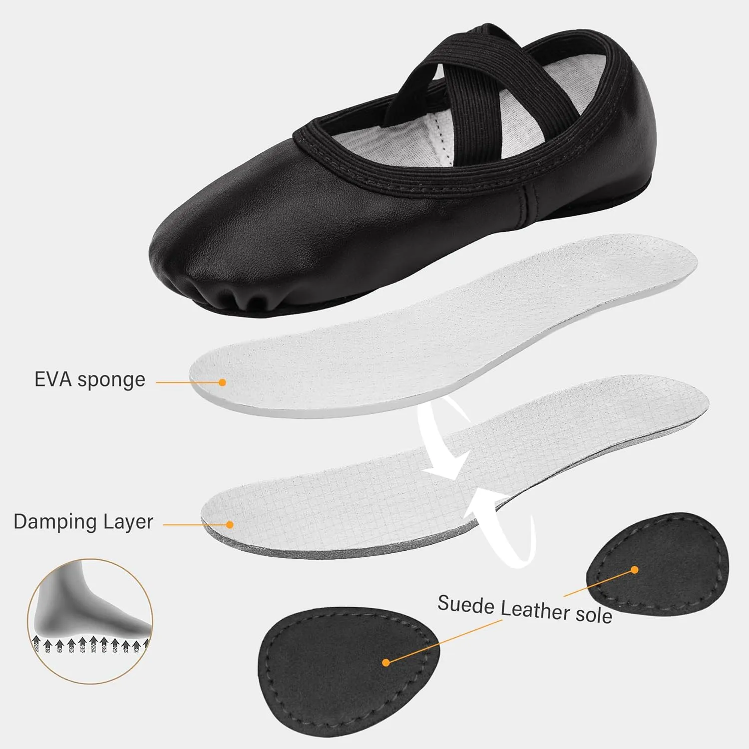 Stelle Ballet Shoes for Girls Women PU Leather Dance Slippers Boys Ballerina Shoes for Toddler/Little Kid/Big Kid/Women