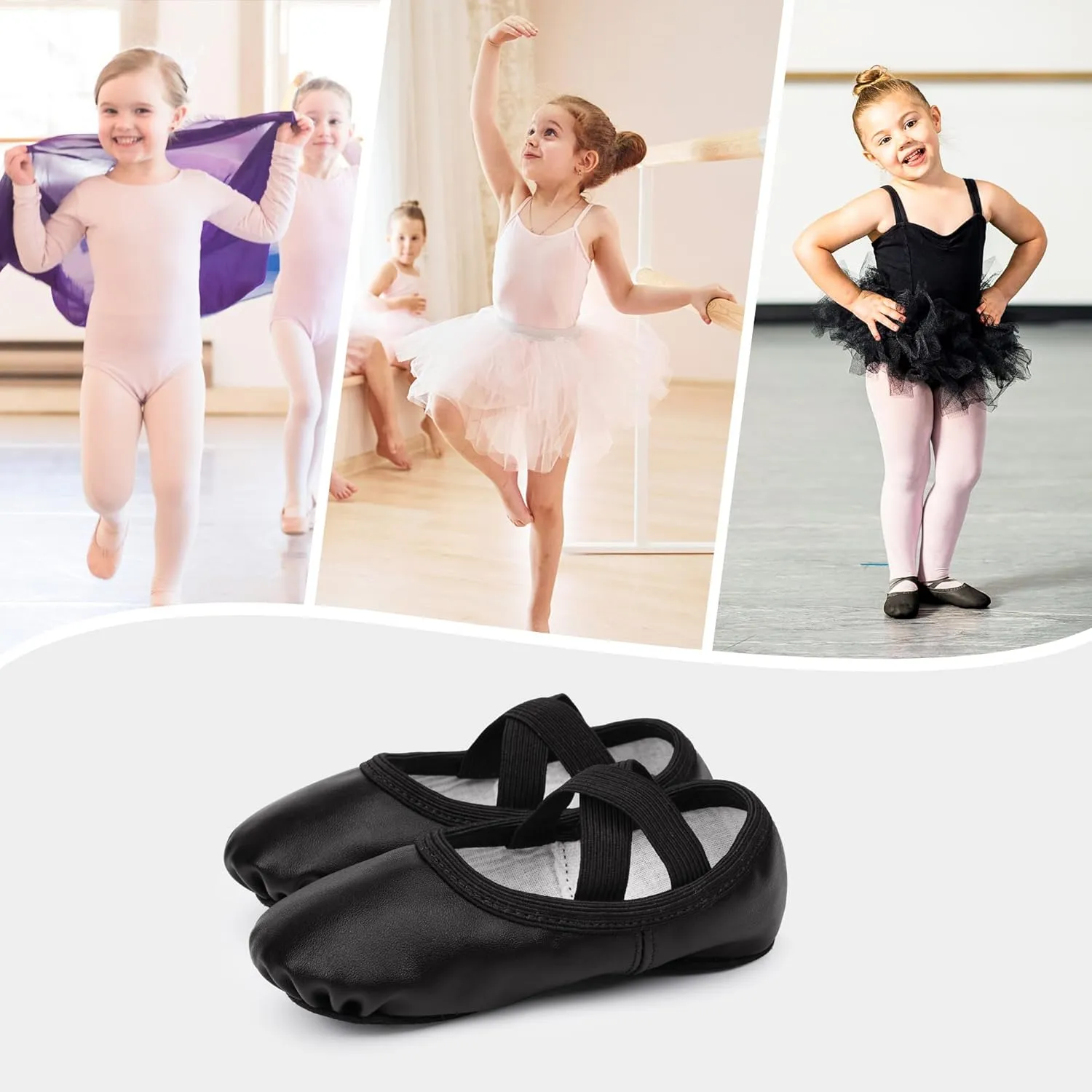 Stelle Ballet Shoes for Girls Women PU Leather Dance Slippers Boys Ballerina Shoes for Toddler/Little Kid/Big Kid/Women