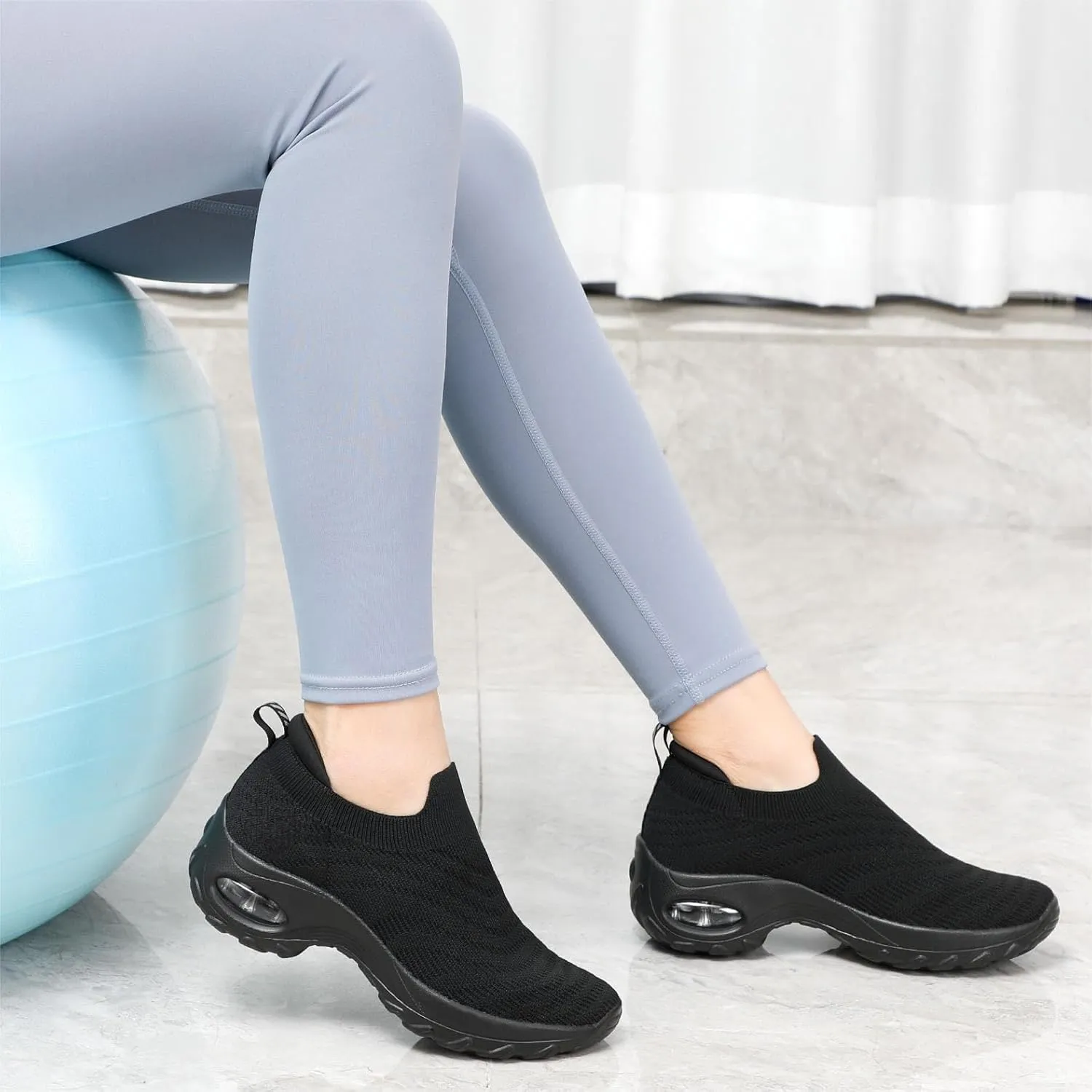 STQ Walking Shoes for Women Slip On Shoes with Arch Support Lightweight Air Cushioned Sock Sneakers