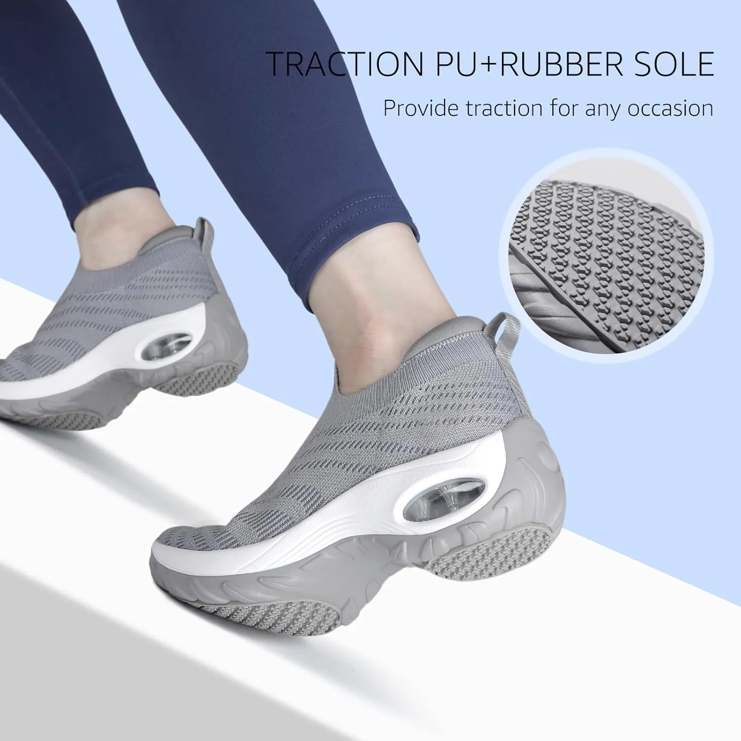 STQ Walking Shoes for Women Slip On Shoes with Arch Support Lightweight Air Cushioned Sock Sneakers
