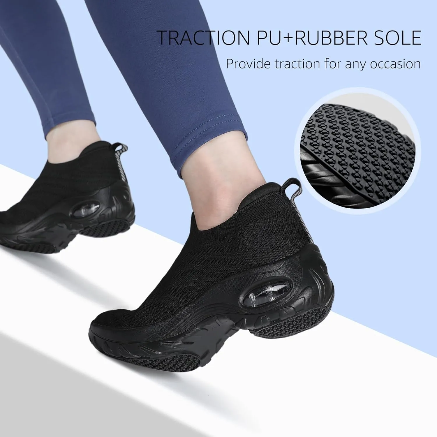STQ Walking Shoes for Women Slip On Shoes with Arch Support Lightweight Air Cushioned Sock Sneakers
