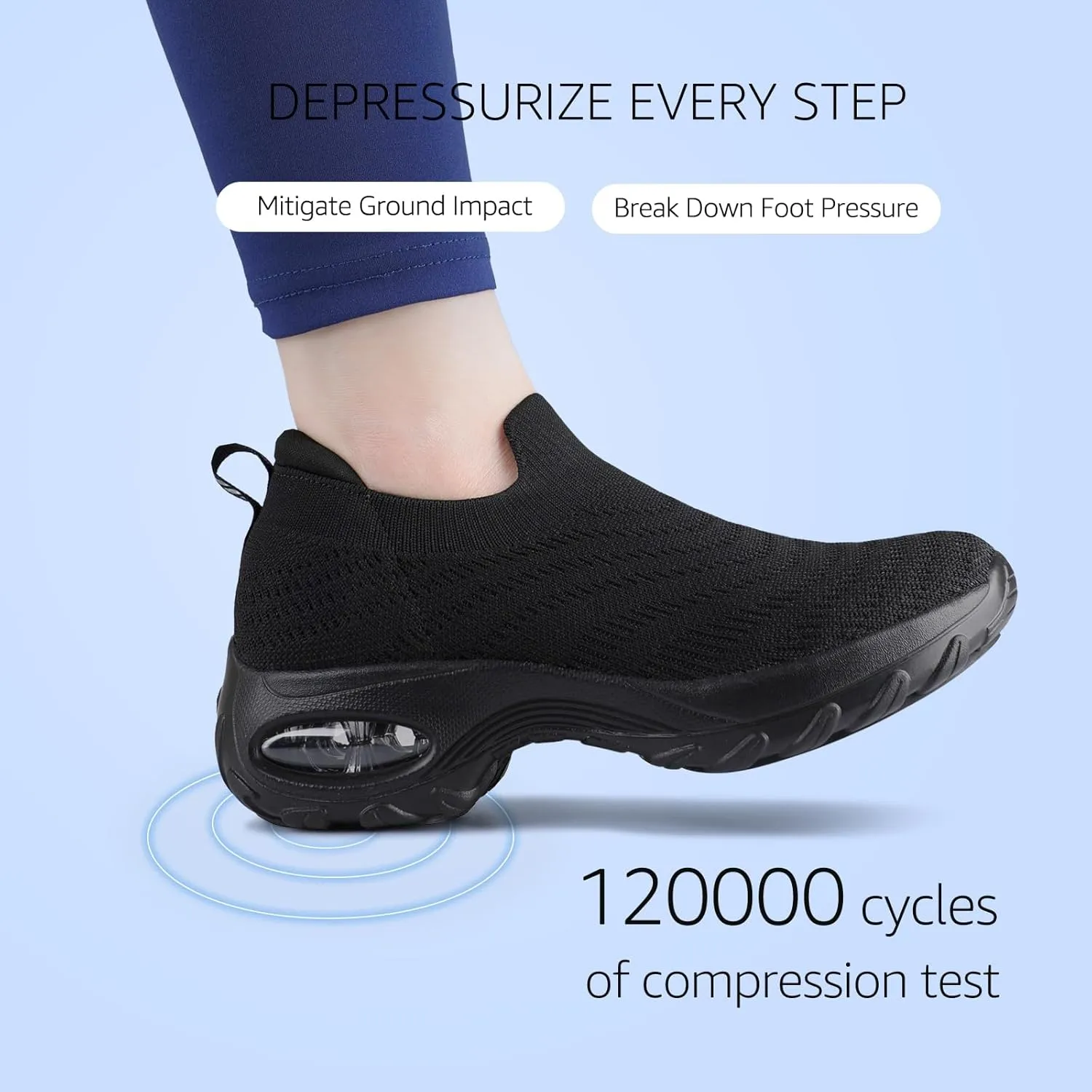 STQ Walking Shoes for Women Slip On Shoes with Arch Support Lightweight Air Cushioned Sock Sneakers