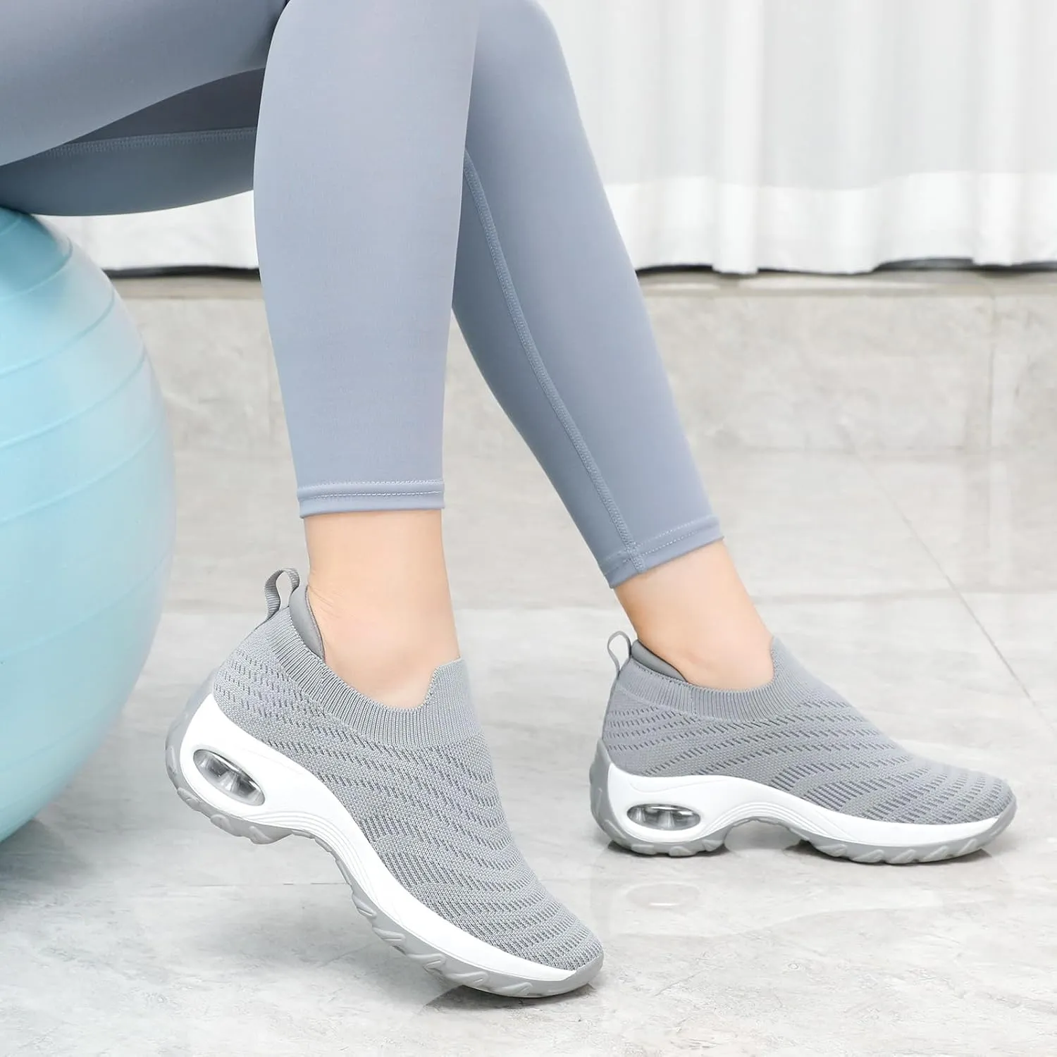 STQ Walking Shoes for Women Slip On Shoes with Arch Support Lightweight Air Cushioned Sock Sneakers