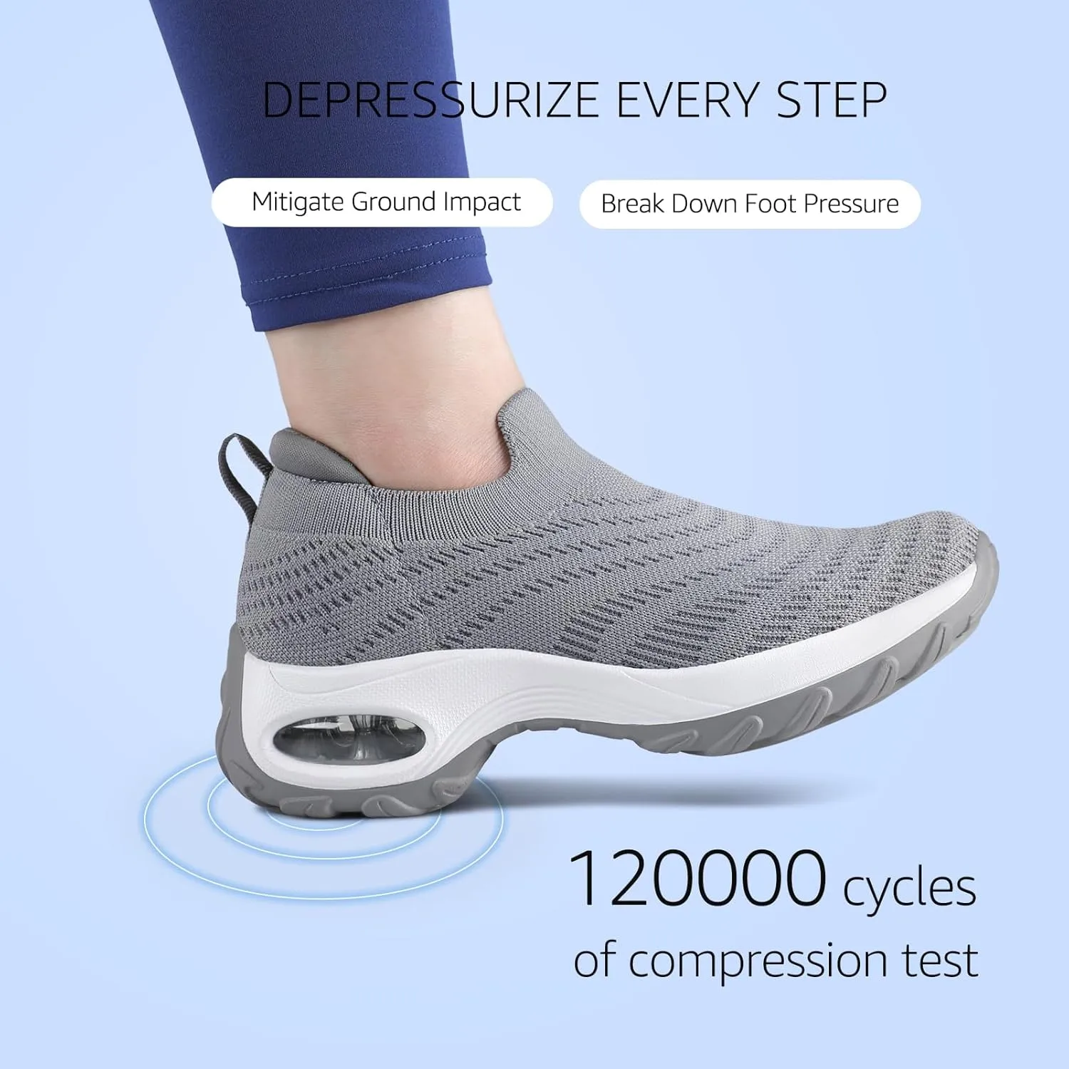 STQ Walking Shoes for Women Slip On Shoes with Arch Support Lightweight Air Cushioned Sock Sneakers