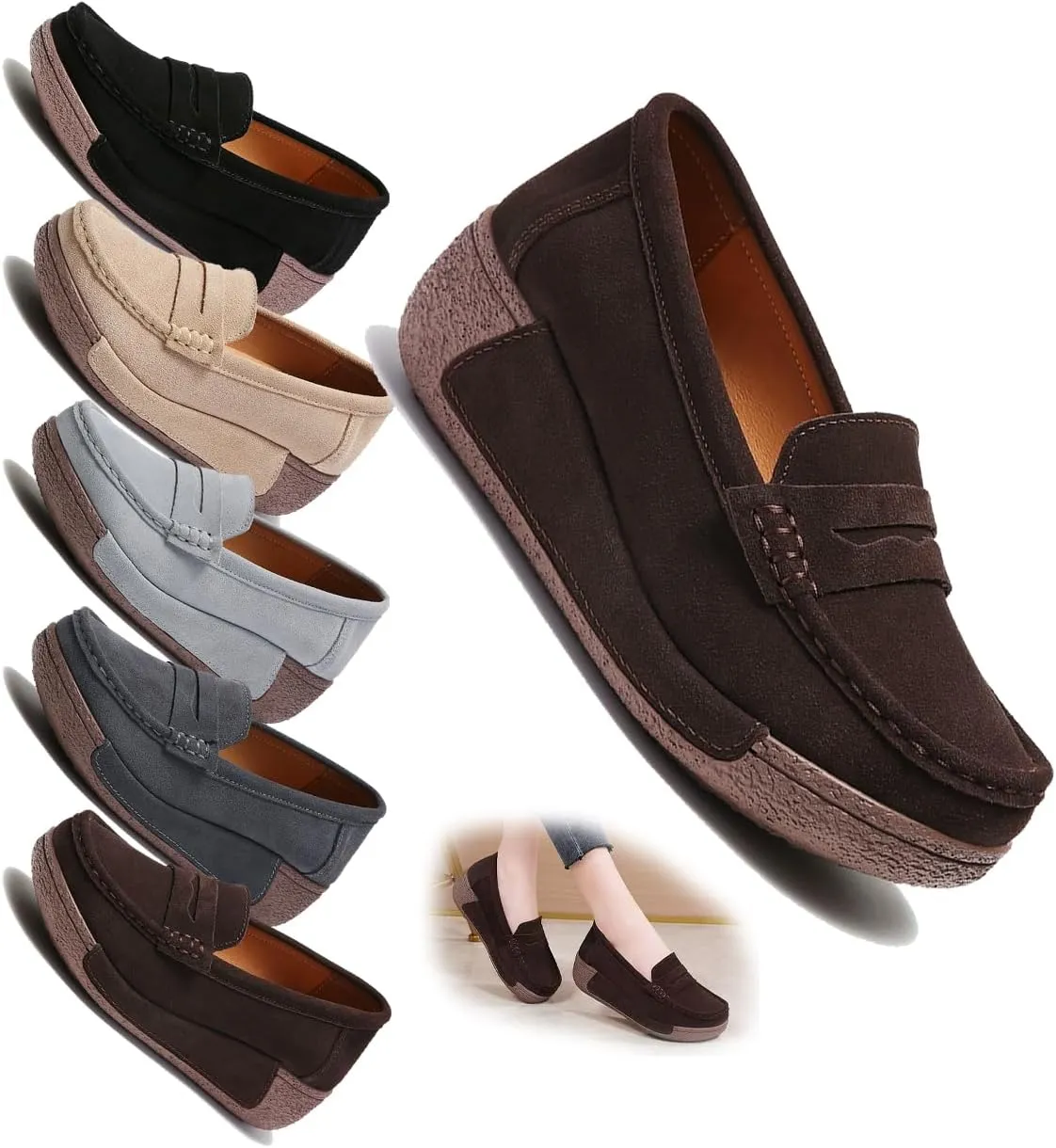 Stylish Women's Suede Slip-on Sneakers with Built-in Arch Support for Ultimate Comfort, Perfect for Casual outings or Work