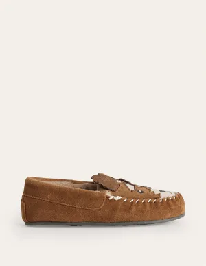 Suede Slippers-Tan Brown