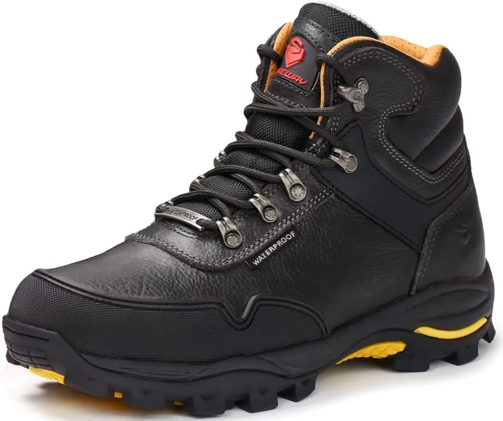 SUREWAY Men's 6" Soft/Steel Toe Heavy Duty Waterproof Work Boot - Leather,Lace Up,Oil/Slip Resistant Dual-Density Comfortable Outsole,EH Construction Industrial Ankle Safety Men Work Boots