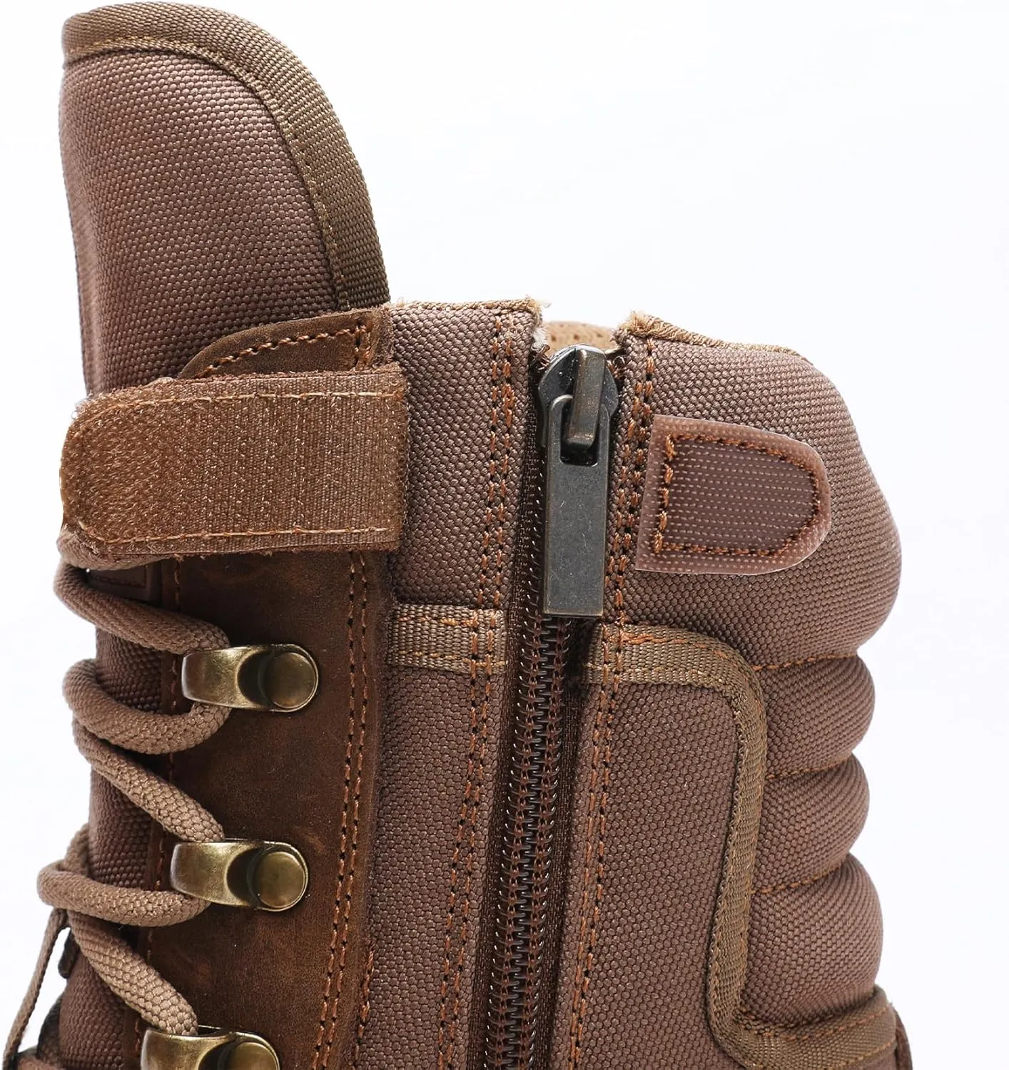 Tactical Steel Toe Boots for Men Side Zipper Non-Slip Puncture-Resistant Leather Military Combat Outdoor Heavy Duty Work Boots