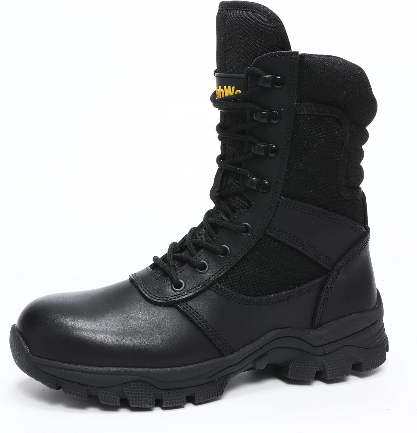Tactical Steel Toe Boots for Men Side Zipper Non-Slip Puncture-Resistant Leather Military Combat Outdoor Heavy Duty Work Boots