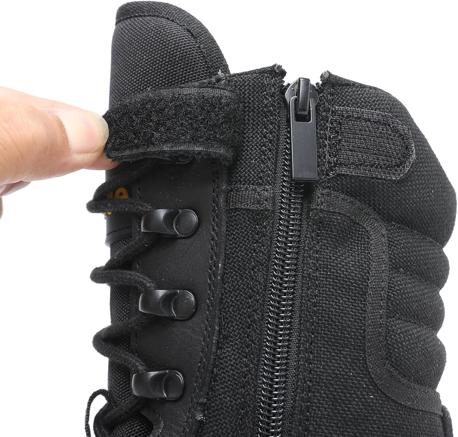 Tactical Steel Toe Boots for Men Side Zipper Non-Slip Puncture-Resistant Leather Military Combat Outdoor Heavy Duty Work Boots