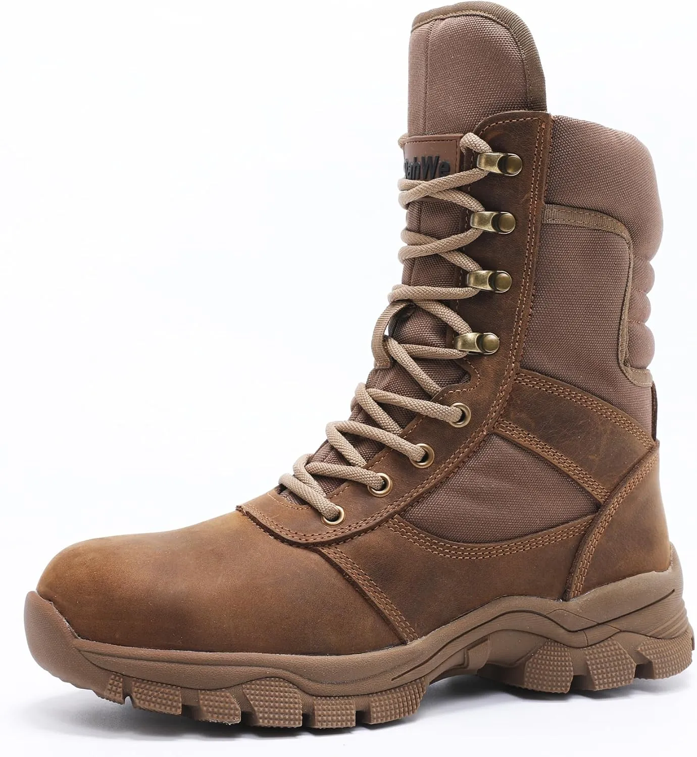 Tactical Steel Toe Boots for Men Side Zipper Non-Slip Puncture-Resistant Leather Military Combat Outdoor Heavy Duty Work Boots