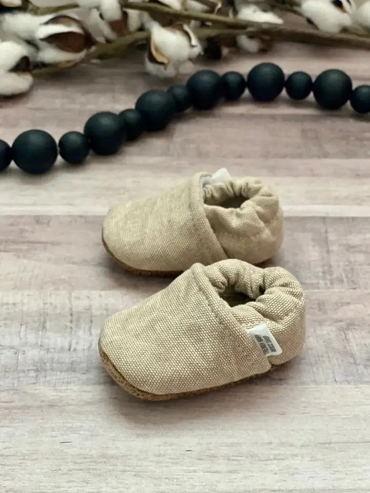 Tan Distressed Denim Moccasins by Trendy Baby Mocc Shop