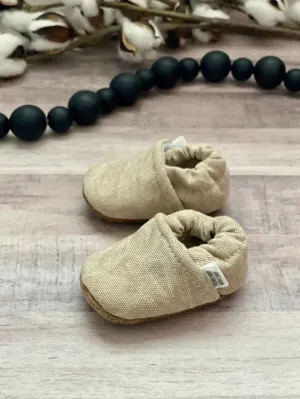 Tan Distressed Denim Moccasins by Trendy Baby Mocc Shop