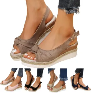 Tatuamie Orthopedic Sandals for Women Dressy Walking Slippers Arch Support Platform Wedge Boho Open Toe Ankle Strap Shoes