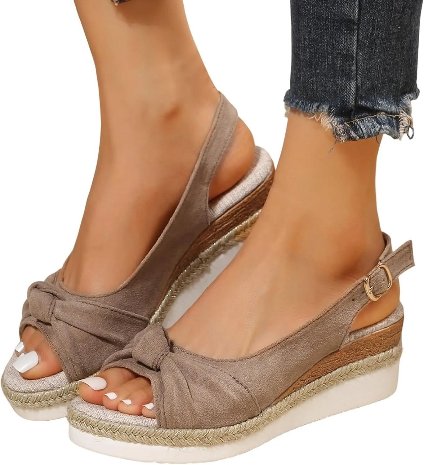 Tatuamie Orthopedic Sandals for Women Dressy Walking Slippers Arch Support Platform Wedge Boho Open Toe Ankle Strap Shoes
